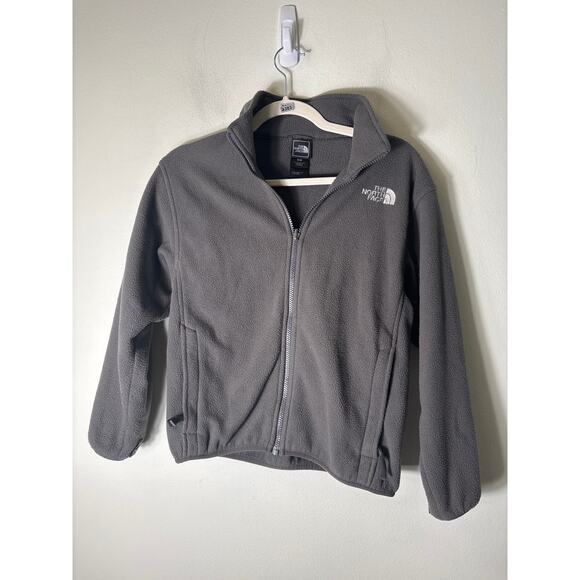 Boy's The North Face Gray Long Sleeve Zip Up Fleece Jacket Sz M - Picture 1 of 2
